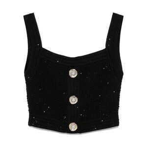 Balmain Women's Black Sleeveless Tops